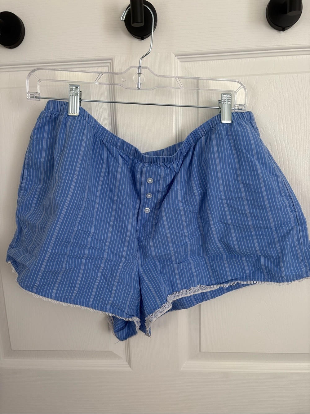 Auden Blue Striped Button-Front Sleep Shorts
